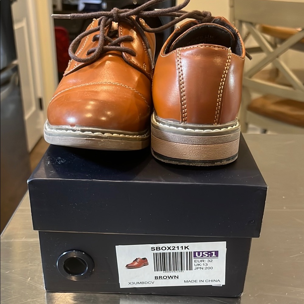 Boys Brown Leather Dress Shoe
